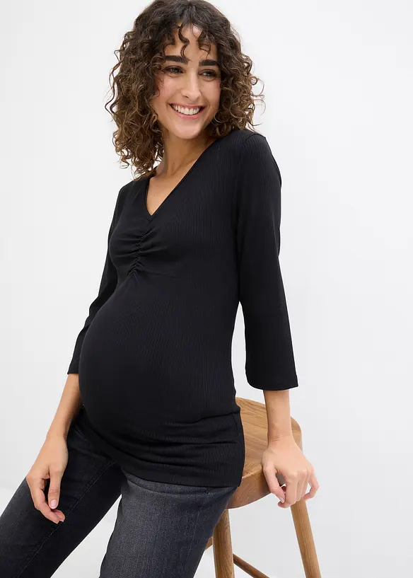 Geribd zwangerschapsshirt met opvallende hals, bonprix