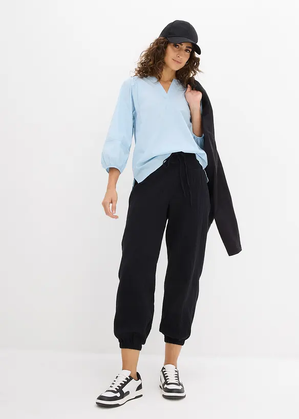 Mousseline broek met gesmokte band, bonprix
