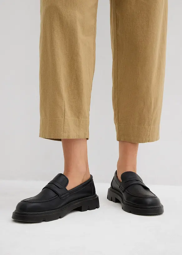 Slip-on broek met linnen, 7/8 lengte, bonprix