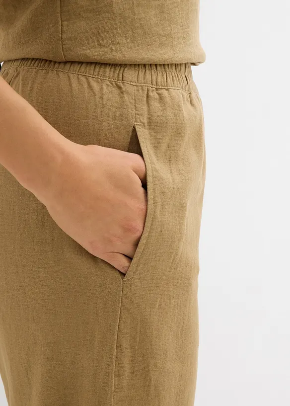 Slip-on broek met linnen, 7/8 lengte, bonprix