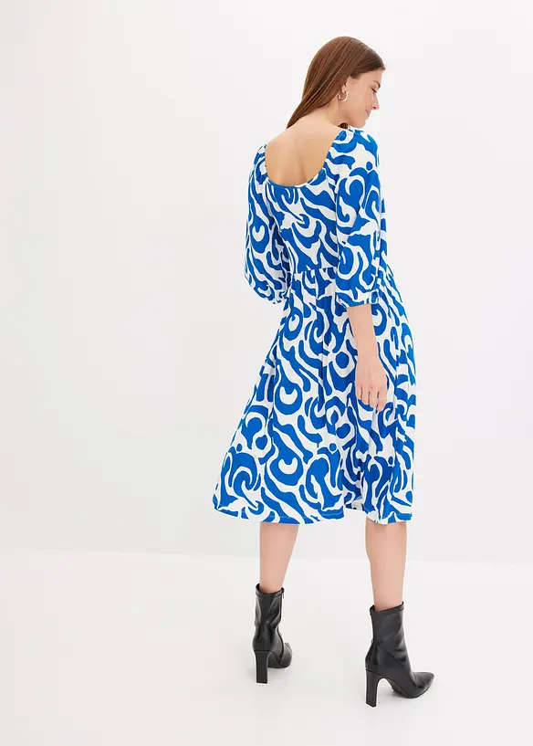 Jersey jurk met pofmouwen van zachte viscosemix, bonprix