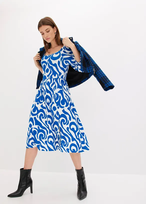 Jersey jurk met pofmouwen van zachte viscosemix, bonprix