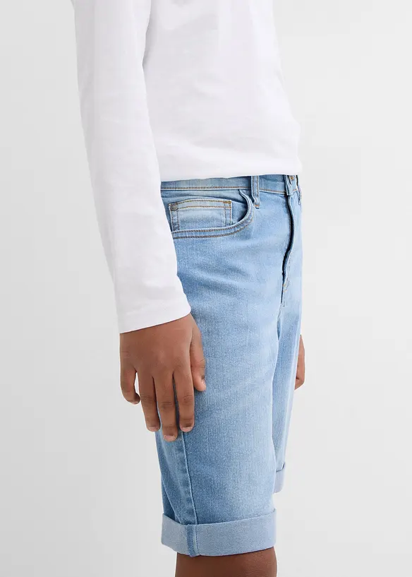 Stretch jeans bermuda met verstelbare band, slim fit, bonprix