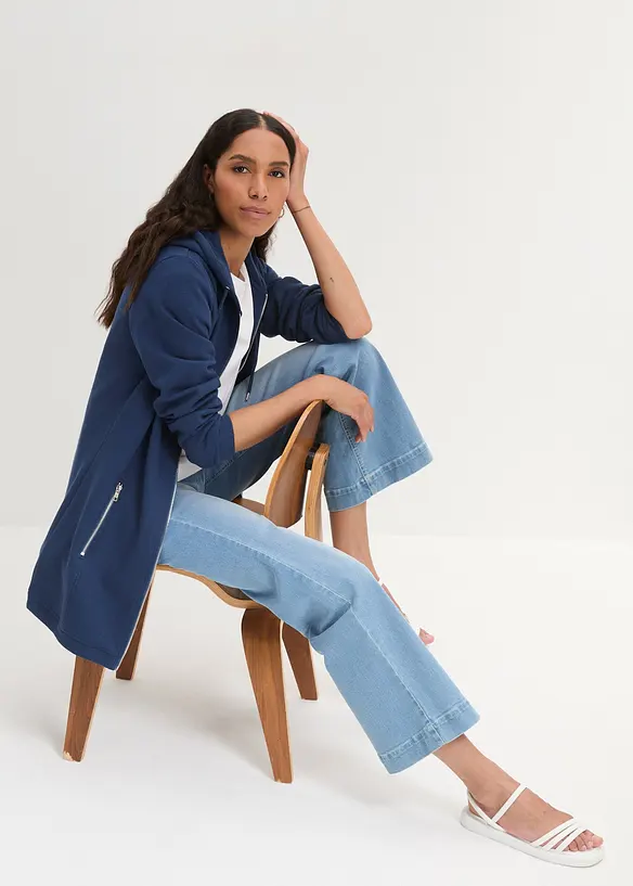Lang sweatvest met ritszakken, bonprix