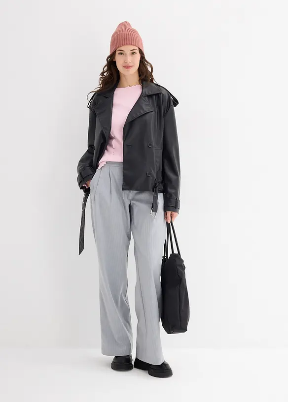 Cropped trenchcoat van imitatieleer, bonprix