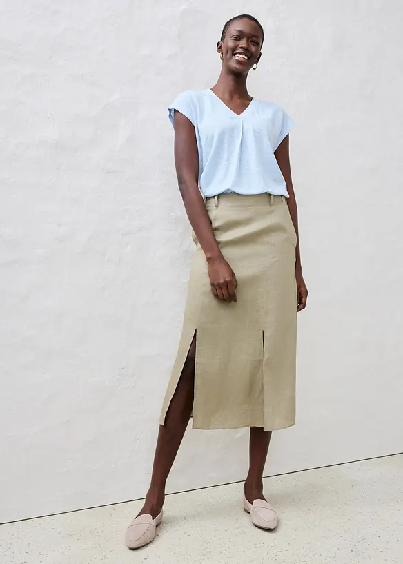 Rok en riem (2-dlg. set) van puur linnen, bonprix