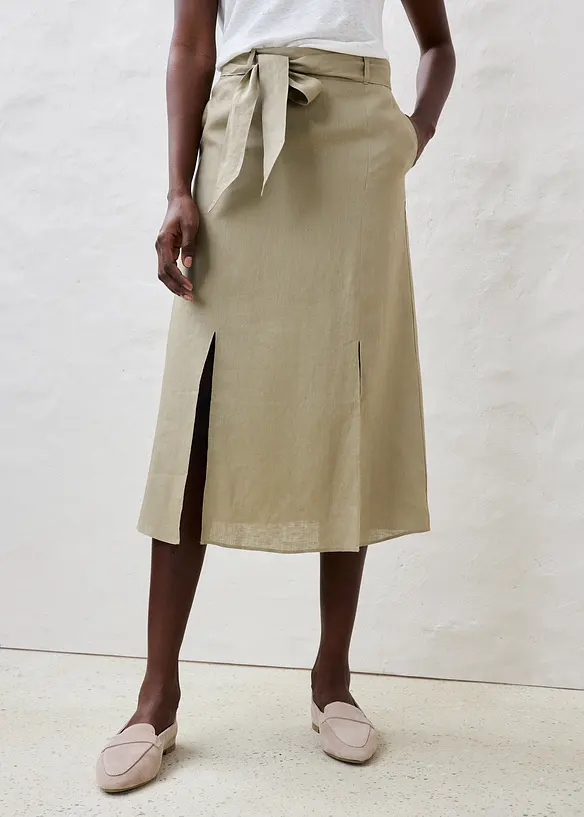 Rok en riem (2-dlg. set) van puur linnen, bonprix