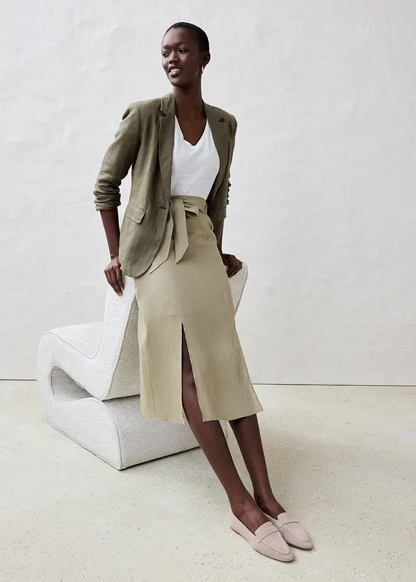 Rok en riem (2-dlg. set) van puur linnen, bonprix