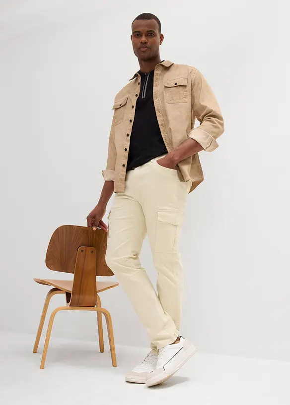 Slim fit stretch cargo broek, straight, bonprix