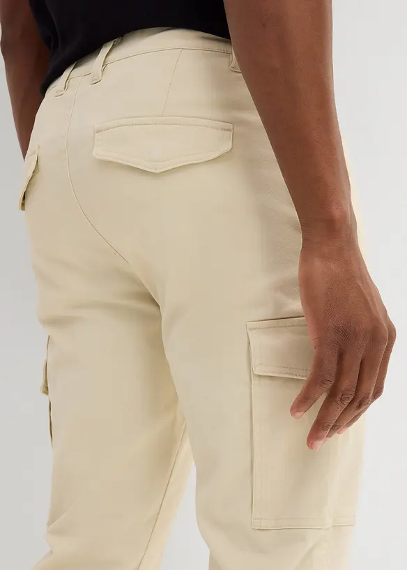Slim fit stretch cargo broek, straight, bonprix