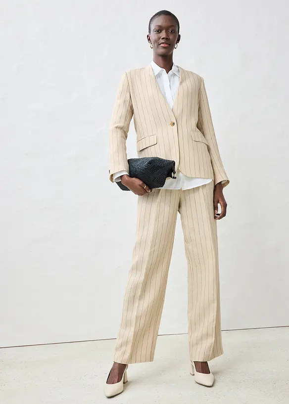 Blazer zonder kraag, van linnen, bonprix