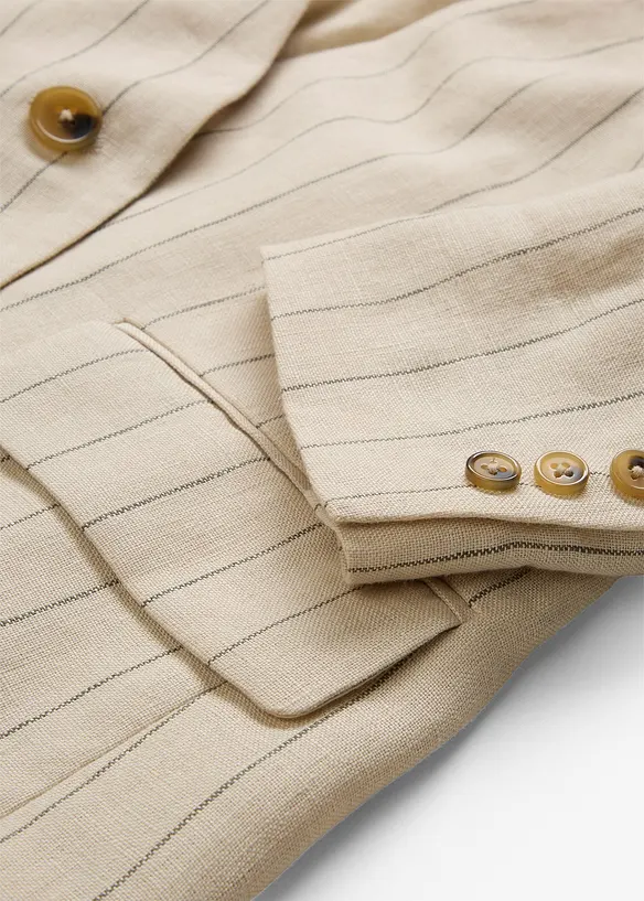 Blazer zonder kraag, van linnen, bonprix