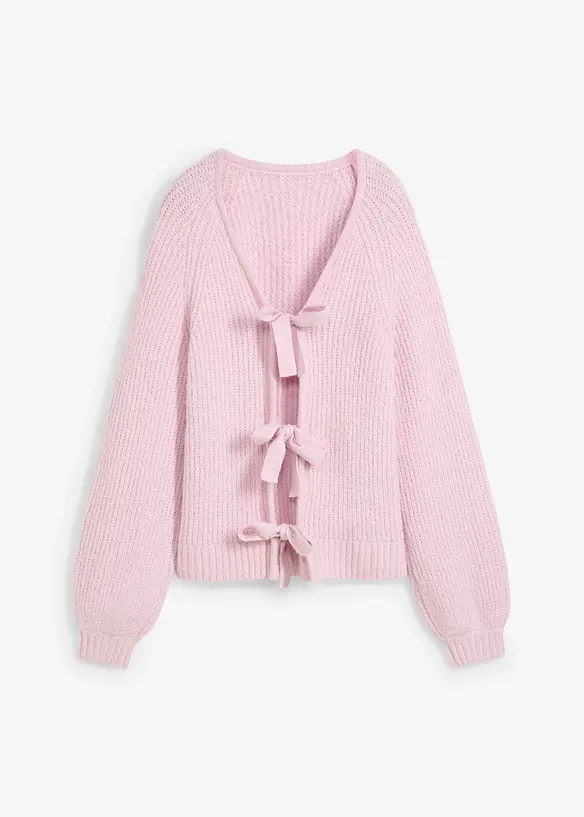Dubbelzijdig grof gebreid vest met strikjes, bonprix