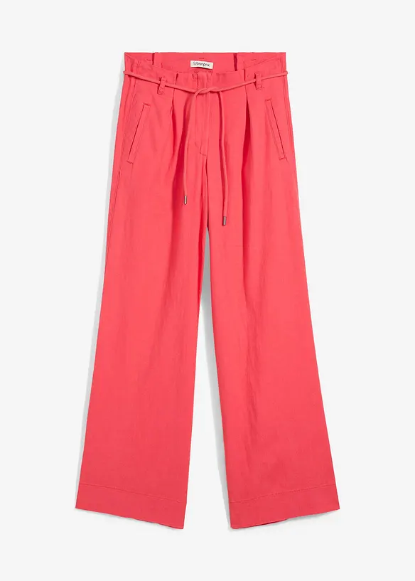 Paperbag broek van luchtige linnenmix, bonprix