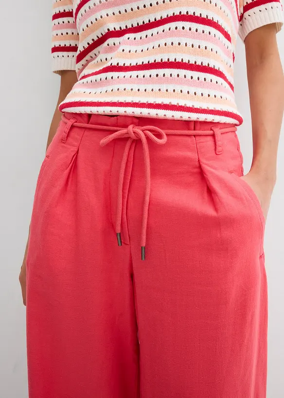 Paperbag broek van luchtige linnenmix, bonprix