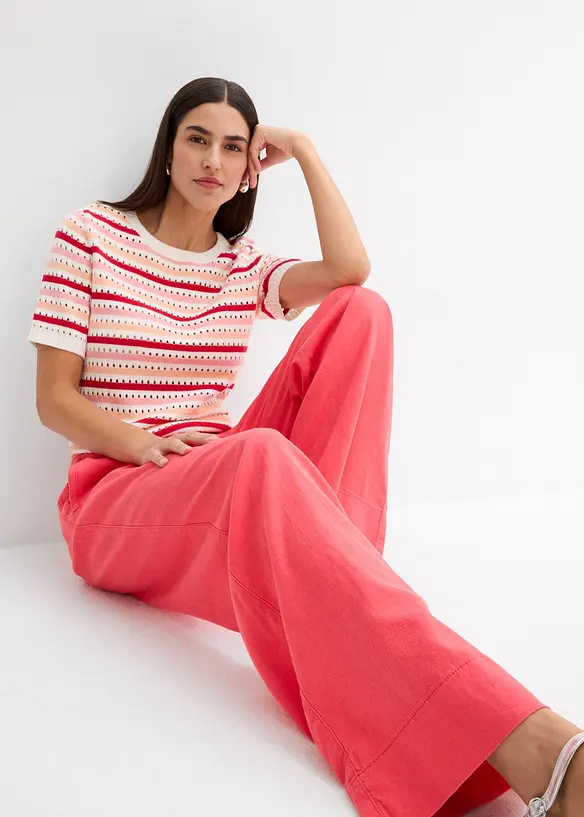 Paperbag broek van luchtige linnenmix, bonprix