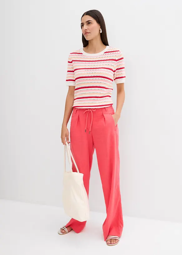 Paperbag broek van luchtige linnenmix, bonprix