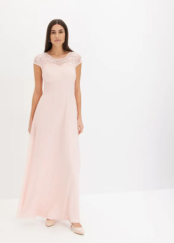 Chiffon jurk met kant, bonprix