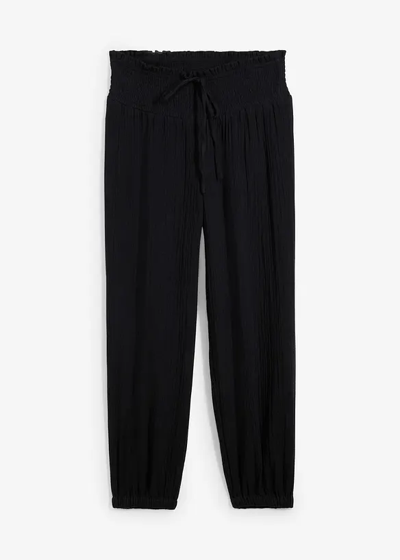 Mousseline broek met gesmokte band, bonprix