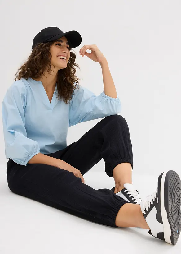 Mousseline broek met gesmokte band, bonprix