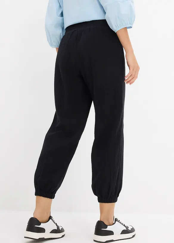Mousseline broek met gesmokte band, bonprix