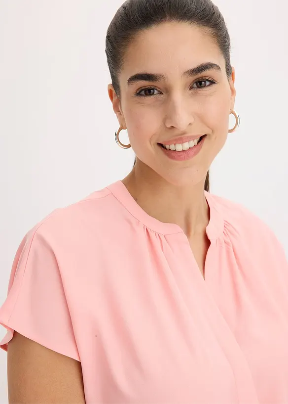 Blouse met korte mouwen en blinde knoopsluiting, bonprix