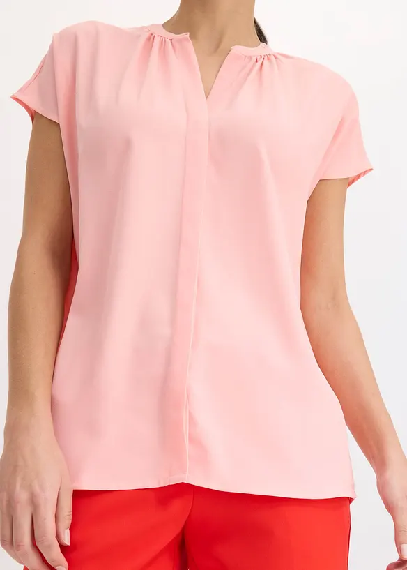 Blouse met korte mouwen en blinde knoopsluiting, bonprix