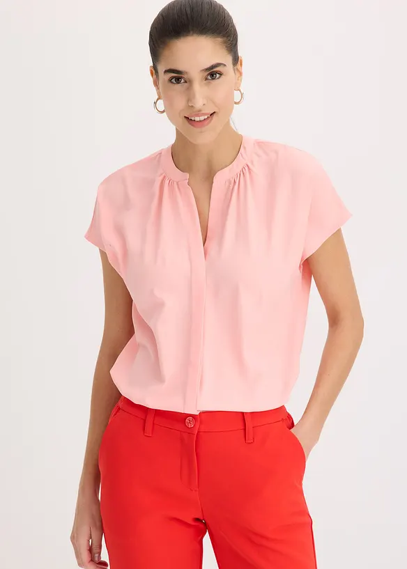 Blouse met korte mouwen en blinde knoopsluiting, bonprix