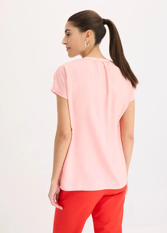 Blouse met korte mouwen en blinde knoopsluiting, bonprix