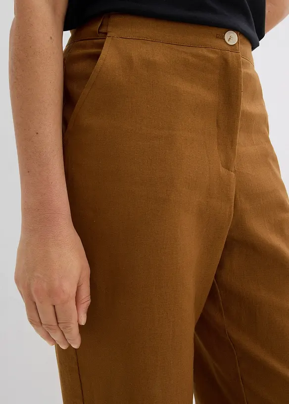 Cropped high waist broek in een linnen-viscosemix, bonprix