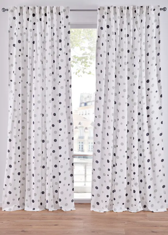 Gordijn van gerecycled polyester met stippenprint (1 stuk), bonprix