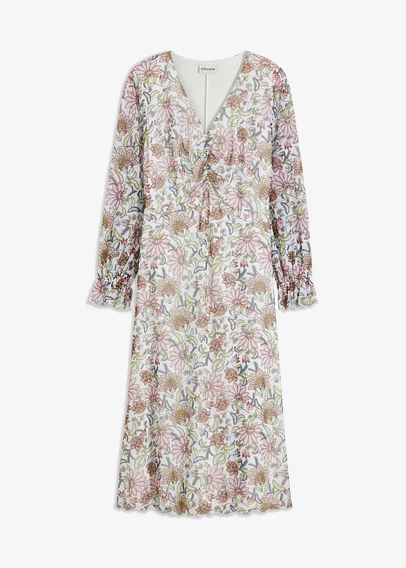 Midi jurk van mesh gedessineerd, bonprix