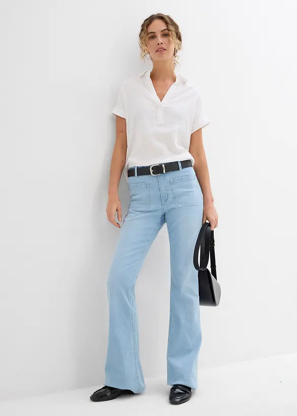 Blouse met korte mouwen van luchtige mousseline, bonprix