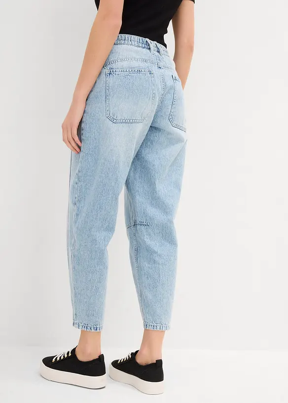 Barrel jeans mid waist, comfortabele tailleband, cropped, bonprix