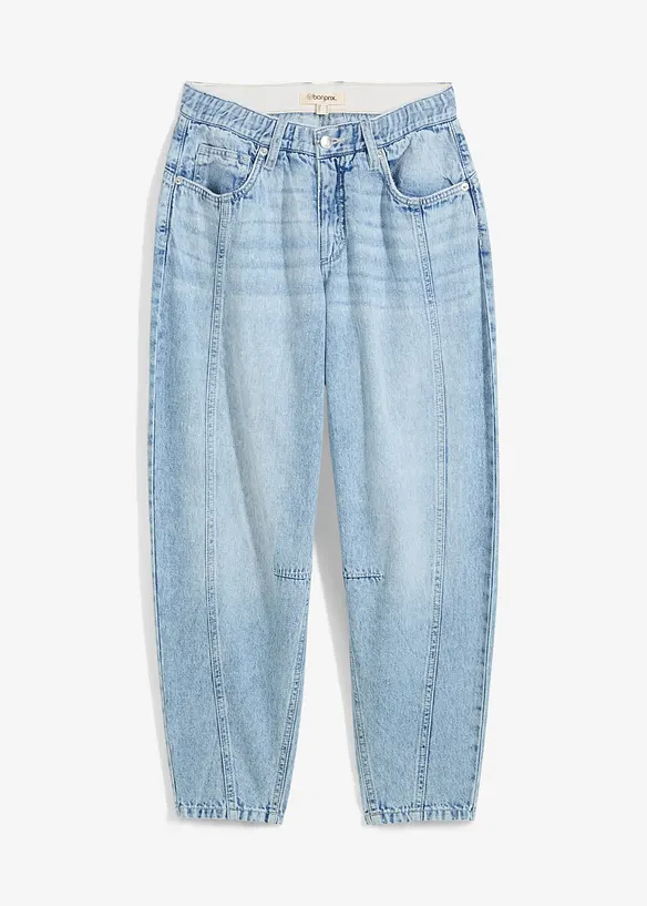 Barrel jeans mid waist, comfortabele tailleband, cropped, bonprix