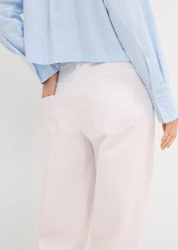 Wide leg jeans mid waist, riem, bonprix