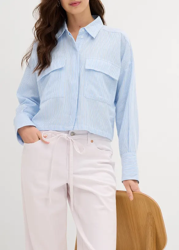 Wide leg jeans mid waist, riem, bonprix