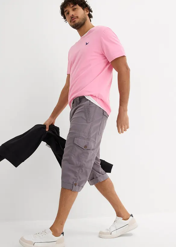Lange cargo bermuda met linnen, regular fit, bonprix