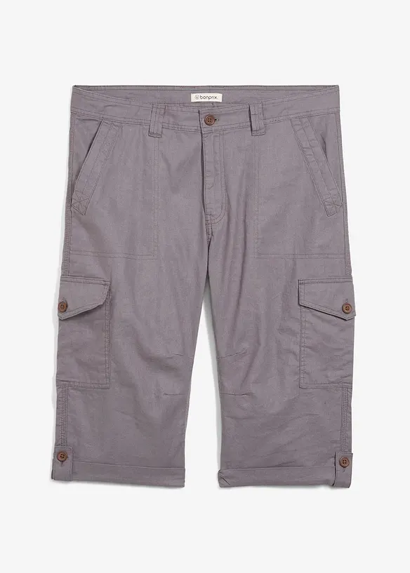 Lange cargo bermuda met linnen, regular fit, bonprix