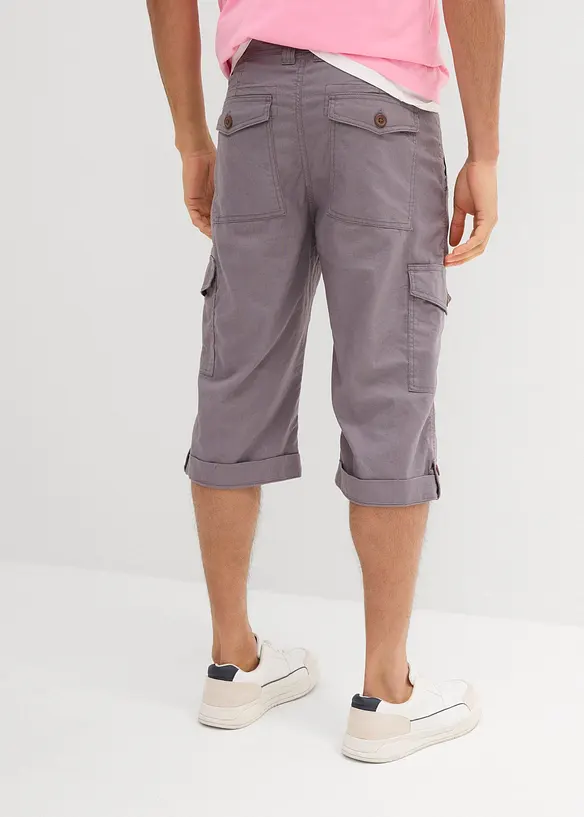Lange cargo bermuda met linnen, regular fit, bonprix