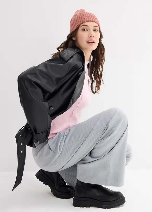 Cropped trenchcoat van imitatieleer, bonprix