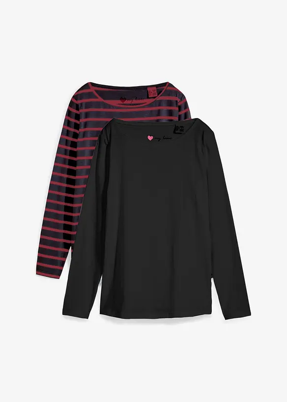 Longsleeve met boothals (set van 2), bonprix