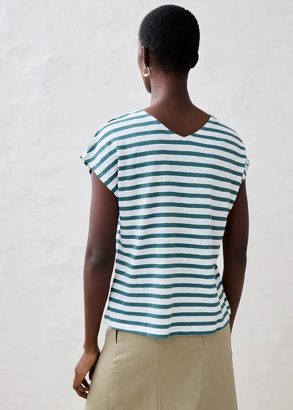 Linnen shirt met vleermuismouwen en V-hals, bonprix