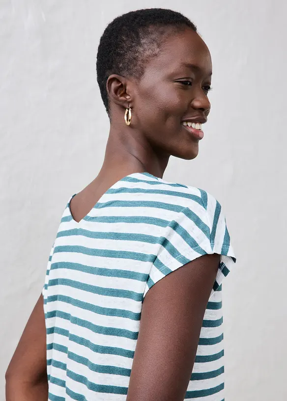 Linnen shirt met vleermuismouwen en V-hals, bonprix