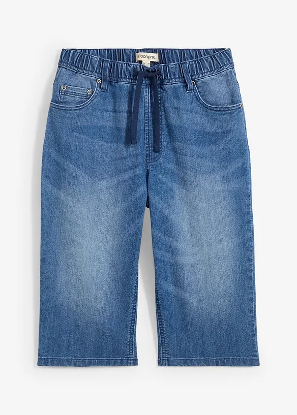 Jongens lang instap jeans bermuda, slim fit, bonprix