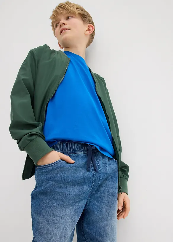 Jongens lang instap jeans bermuda, slim fit, bonprix