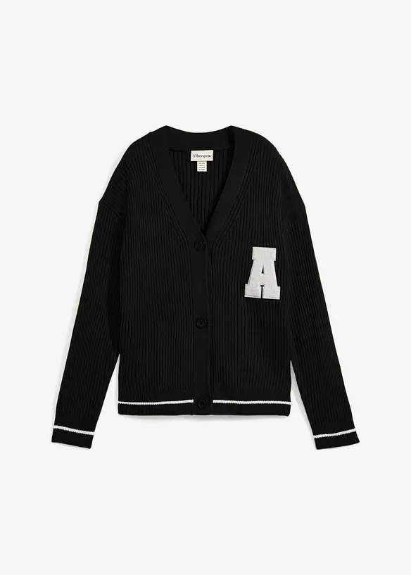 Oversized gebreid vest met borduursel, bonprix