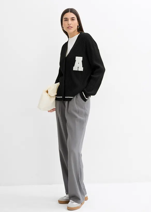 Oversized gebreid vest met borduursel, bonprix