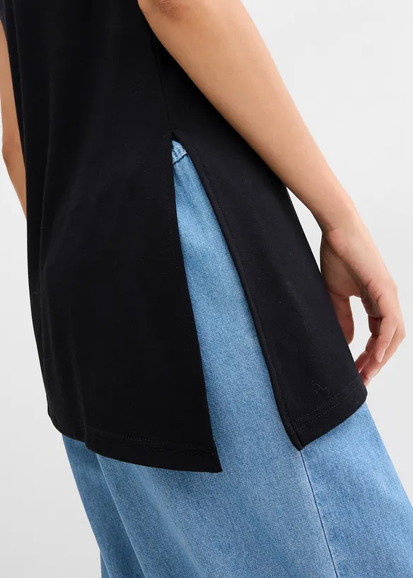 Asymmetrische top met spaghettibandjes van viscosemix, bonprix