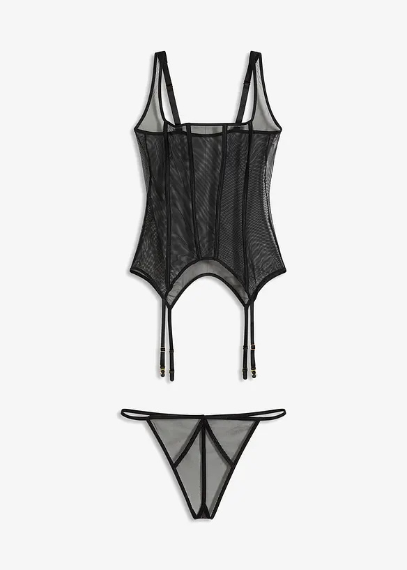 Bustier met jarretels en slip (2-dlg. set), bonprix